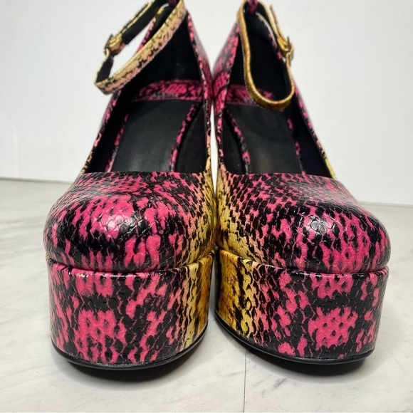 Jeffrey Campbell Okurr Chunky Platform Snakeprint Leather Pump 7 1/2 - Picture 10 of 16